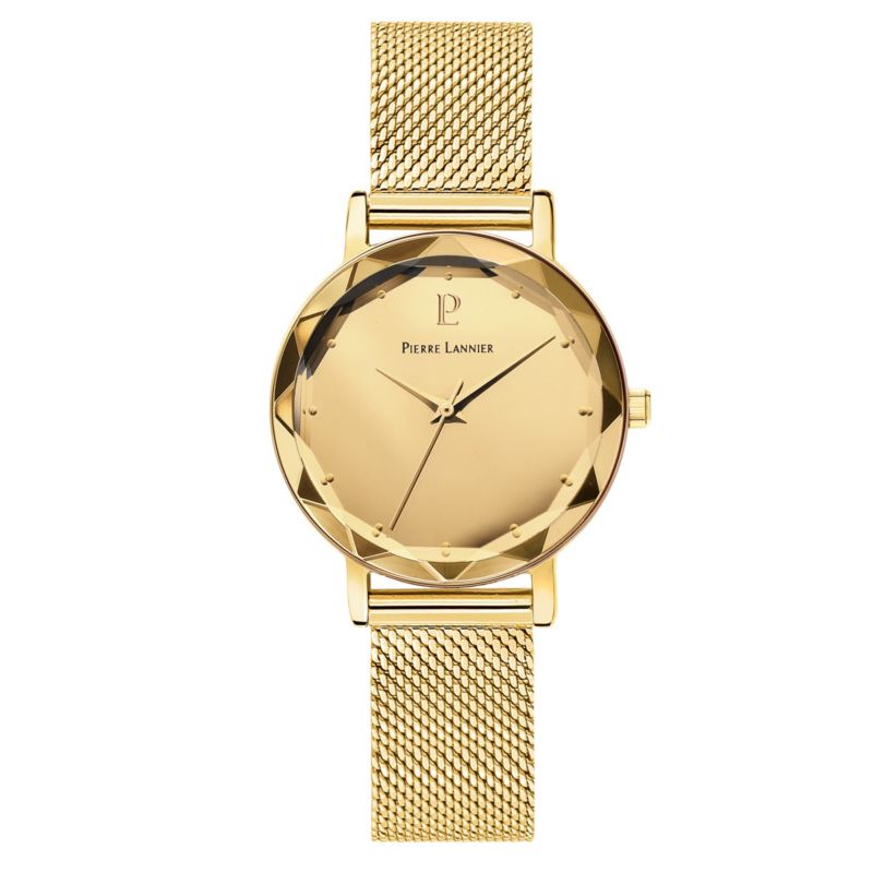 Montre PIERRE LANNIER pour femme en Acier Inoxydable de forme Rond, couleur : JAUNE, BRILLANT, fonctionnalités : 5 ATM - taille : #null# - 025P548