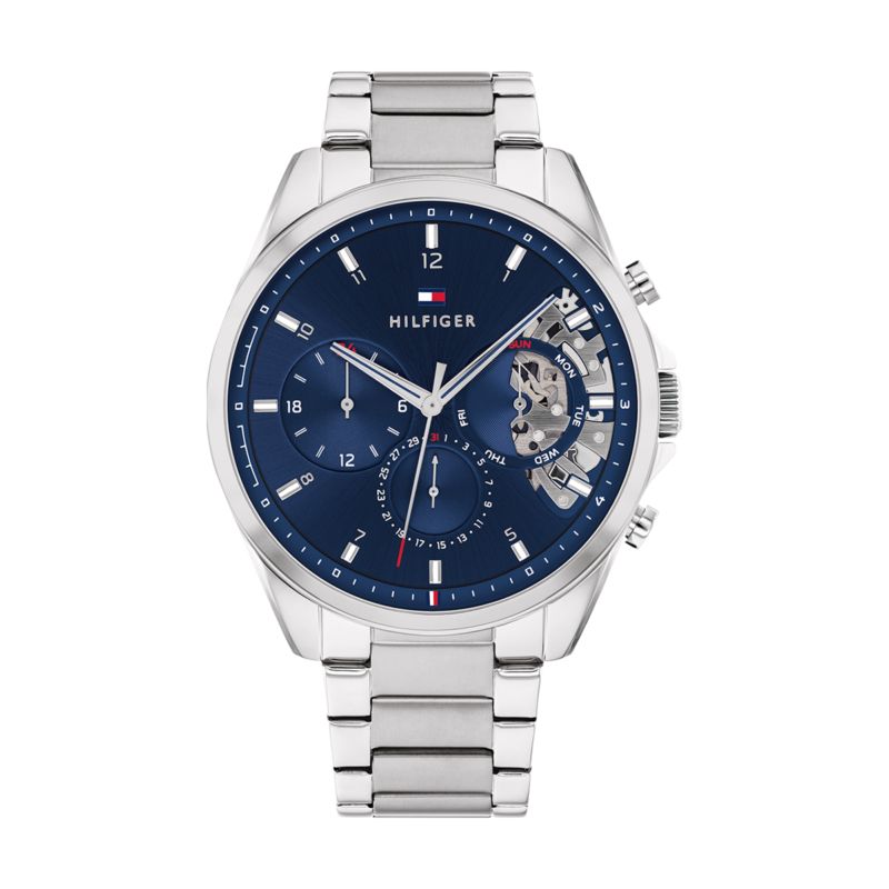 Montre TOMMY HILFIGER pour homme en AcierAcier en forme de rond de forme Rond, couleur : BLEU, fonctionnalités : 5 ATM - taille : #null# - 1710448