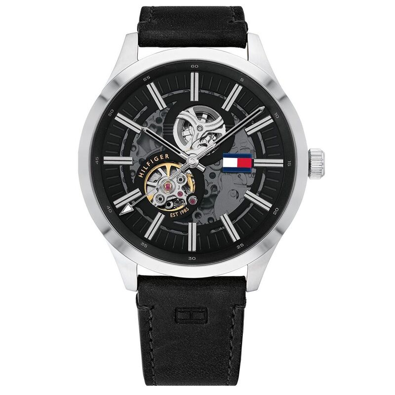 Montre TOMMY HILFIGER pour homme en Cuir de forme Rond, couleur : NOIR, fonctionnalités : 3 ATM - taille : #null# - 1791641