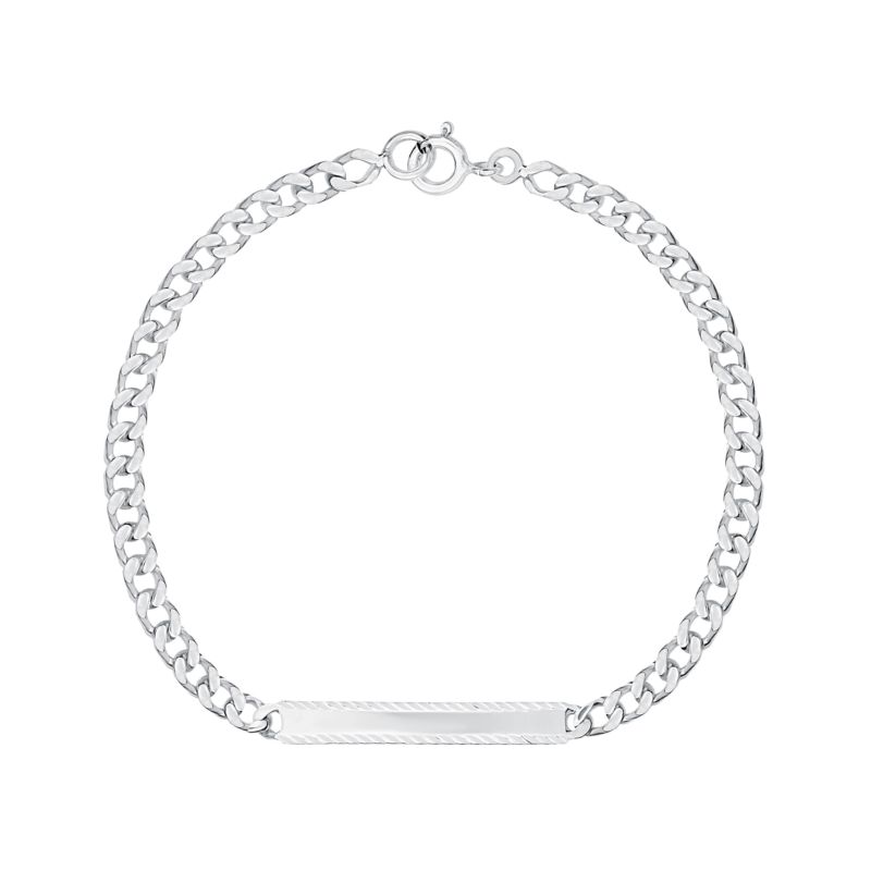 CLEOR Bracelet Gourmette  en Argent 925/1000 - Blanc - 18 cm - Homme