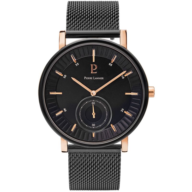 Montre PIERRE LANNIER pour homme en Acier de forme Rond, couleur : NOIR, fonctionnalités : 3 ATM - 201F239