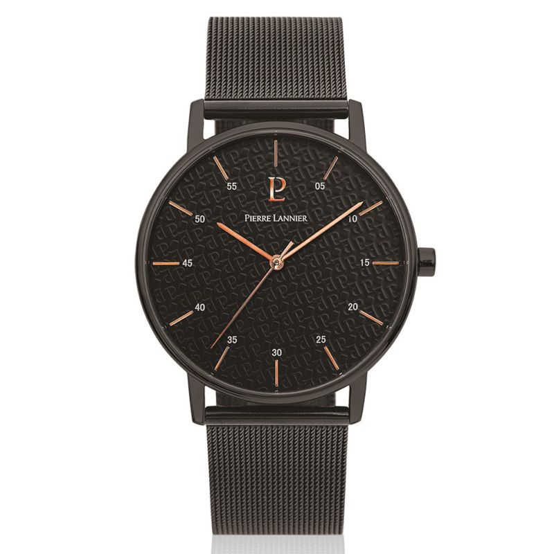 Montre PIERRE LANNIER pour homme en Acier de forme Rond, couleur : NOIR, fonctionnalités : 5 ATM - taille : #null# - 203F438