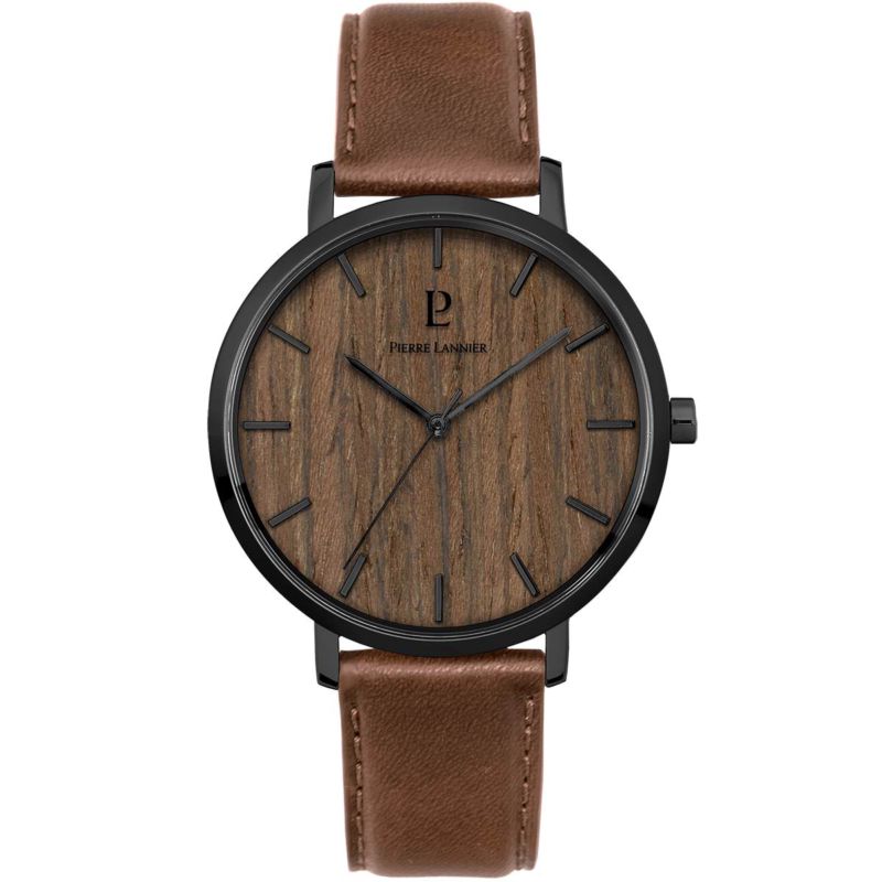 Montre PIERRE LANNIER pour homme en Cuir de forme Rond, couleur : MARRON, fonctionnalités : 3 ATM - taille : #null# - 241D384