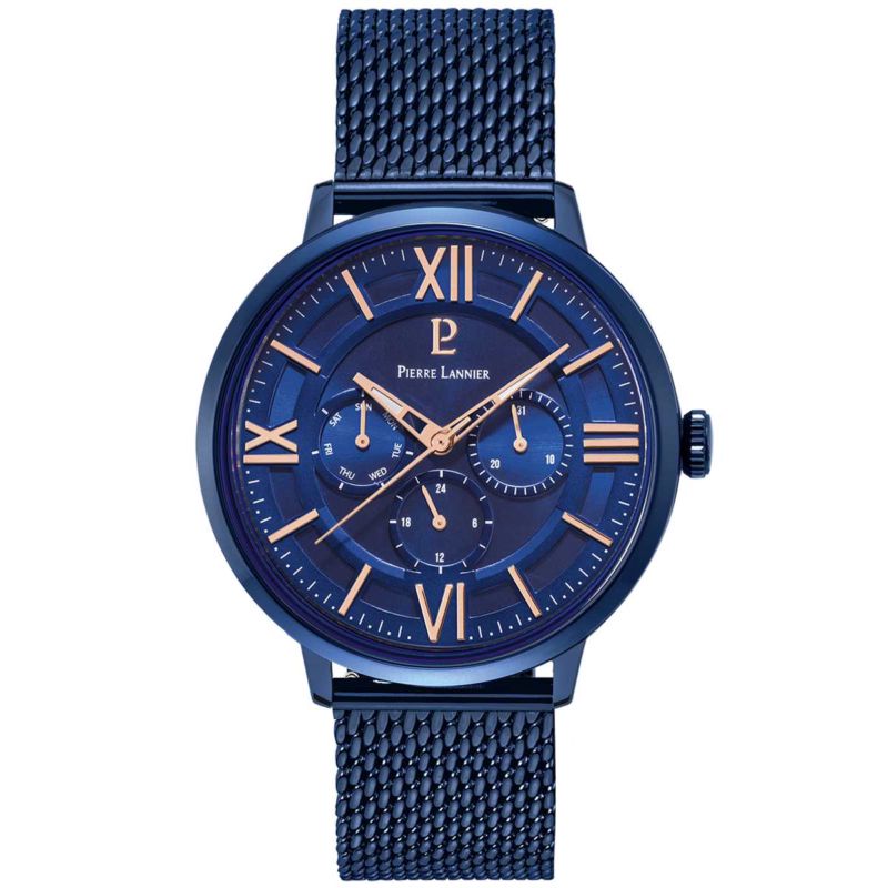 Montre PIERRE LANNIER pour homme en Acier de forme Rond, couleur : BLEU, fonctionnalités : 5 ATM - taille : #null# - 255F466