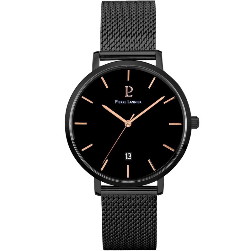 Montre PIERRE LANNIER pour homme en Acier de forme Rond, couleur : NOIR, fonctionnalités : 3 ATM - taille : #null# - 259F439