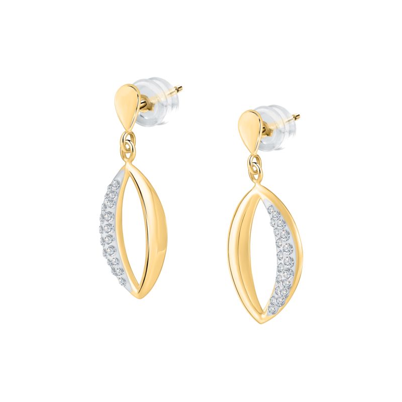 CLEOR Boucles d'oreilles  en Or 375/1000 Jaune et Cristal