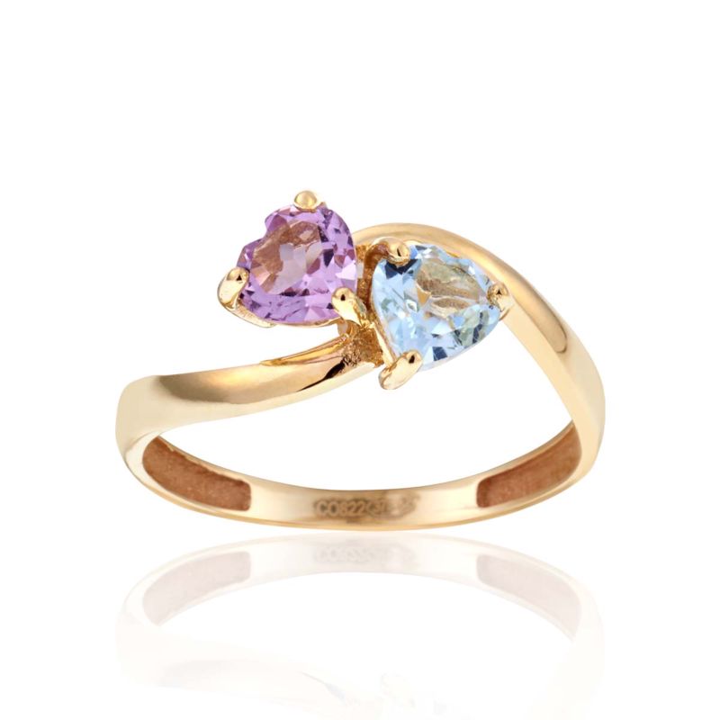 CLEOR Bague en or 375/1000 et topaze