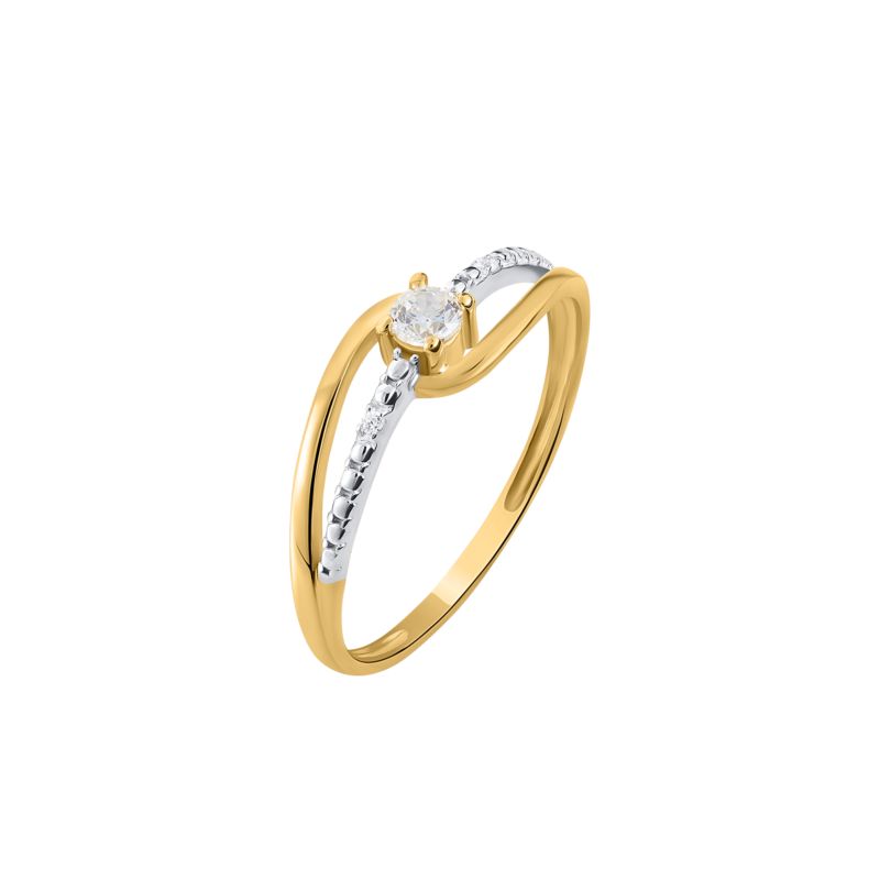 CLEOR Bague en or 375/1000 et zircon