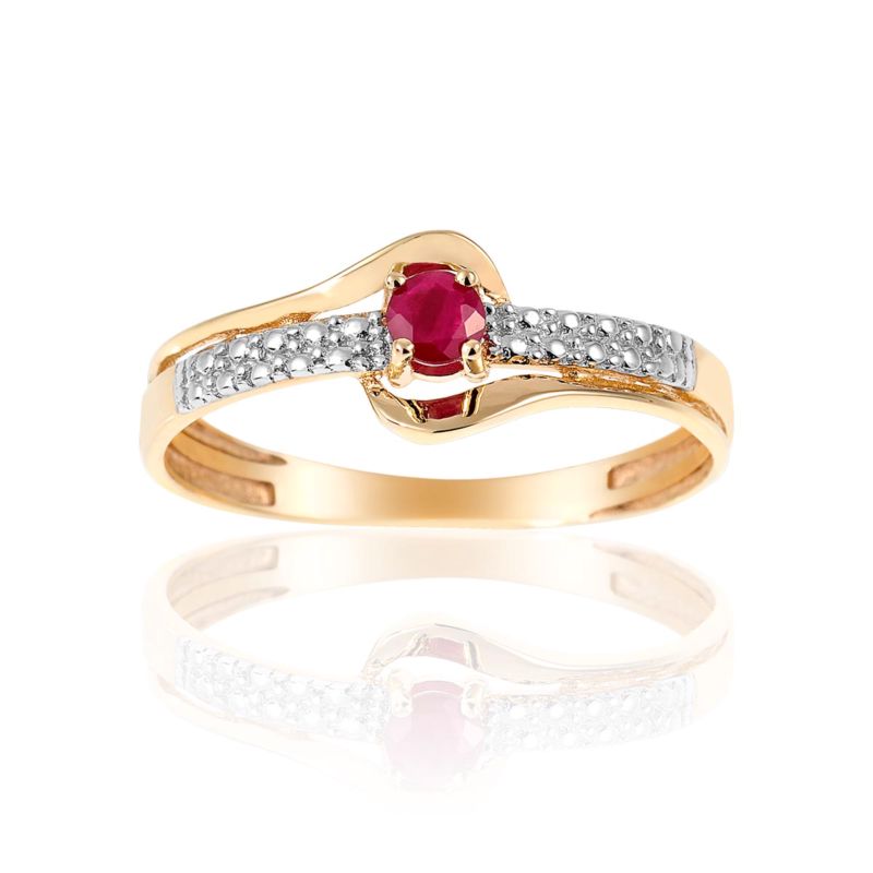CLEOR Bague en or 375/1000 et rubis