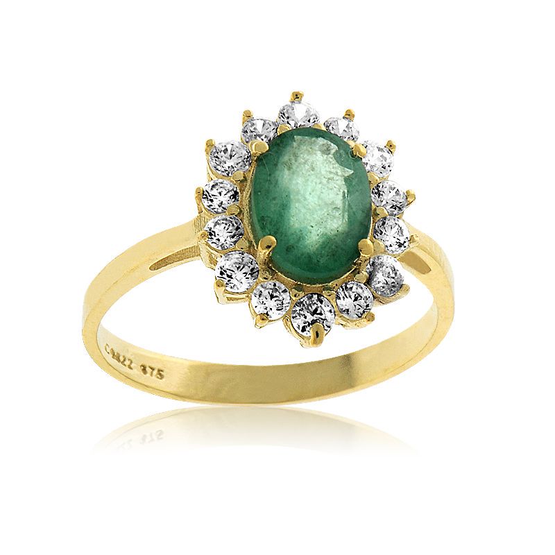 CLEOR Bague en or 375/1000 et &eacute;meraude