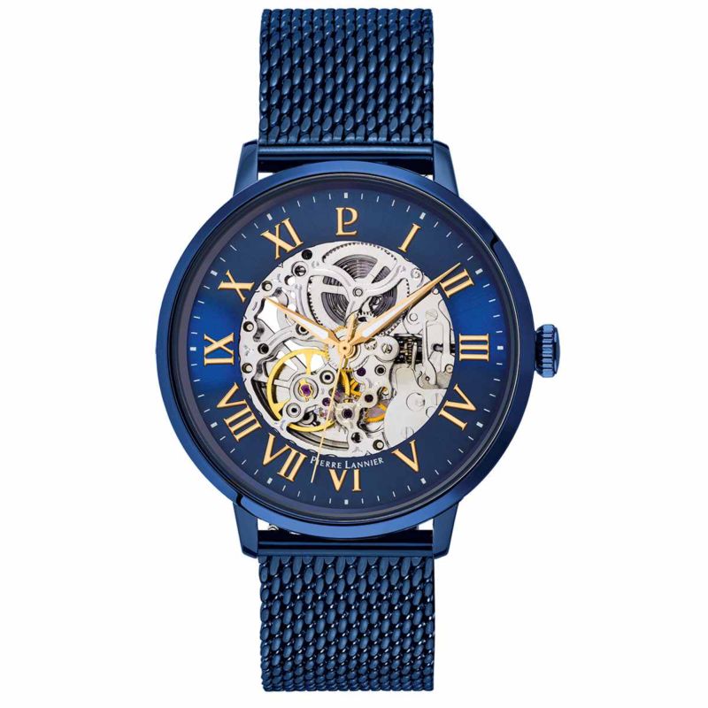 Montre PIERRE LANNIER pour homme en Acier de forme Rond, couleur : BLEU, fonctionnalités : 5 ATM - taille : #null# - 318B468