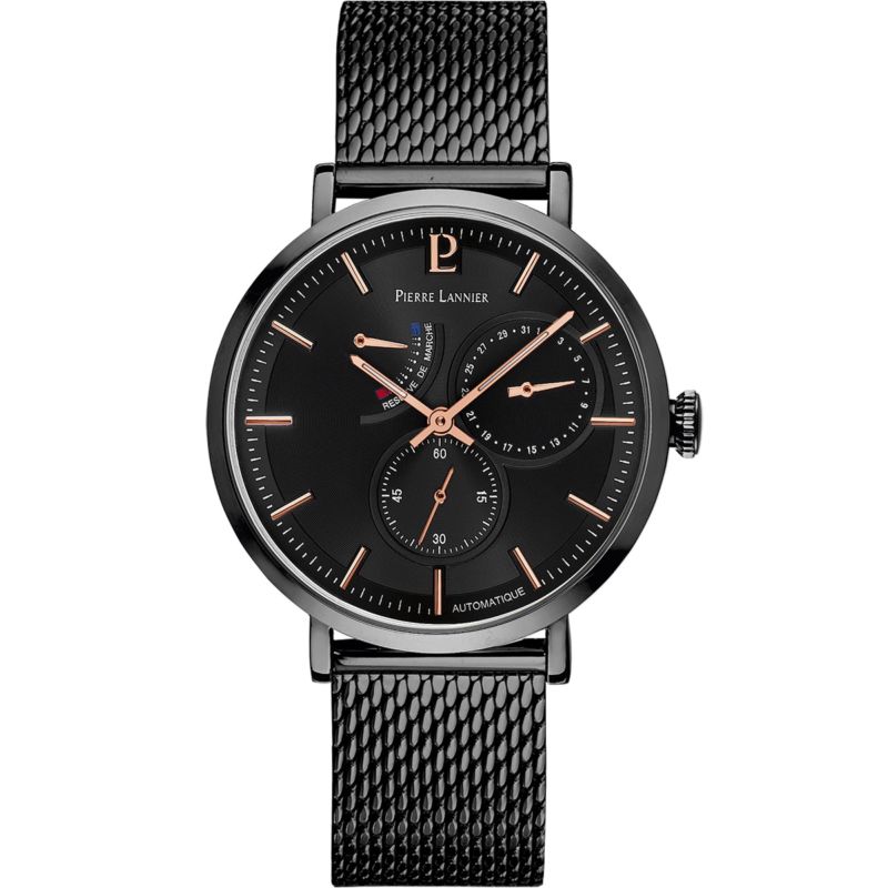 Montre PIERRE LANNIER pour homme en Acier de forme Rond, couleur : NOIR, fonctionnalités : 5 ATM - taille : #null# - 328D438