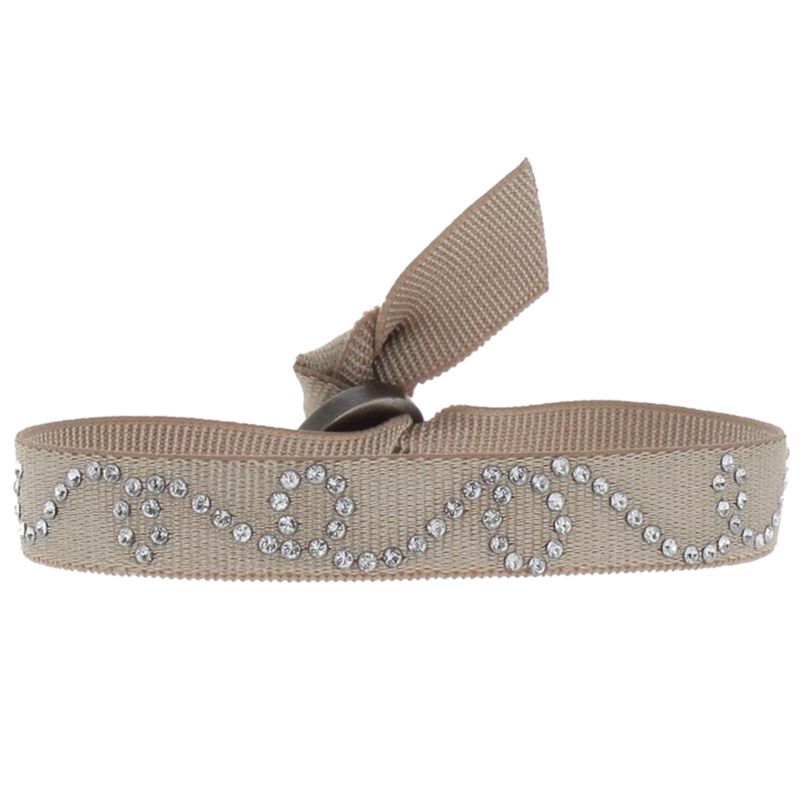 CLEOR Bracelet Tissu Beige Cristaux Swarovski A24233