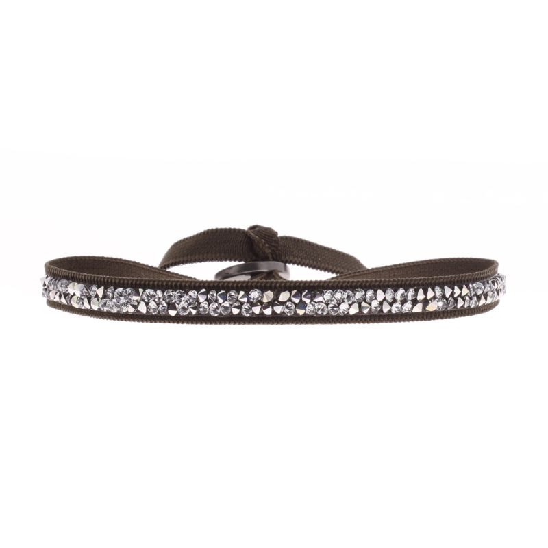 CLEOR Bracelet Tissu Marron Cristaux Swarovski A31667