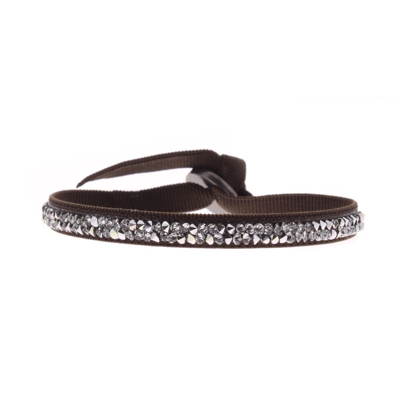 CLEOR Bracelet Tissu Marron Cristaux Swarovski A31668