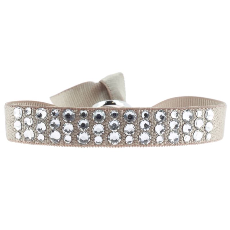 CLEOR Bracelet Tissu Beige Cristaux Swarovski A32509