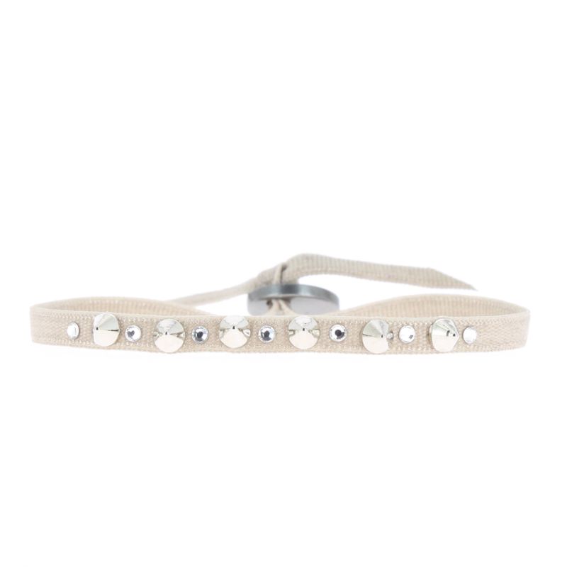 CLEOR Bracelet Tissu Beige Cristaux Swarovski A32525