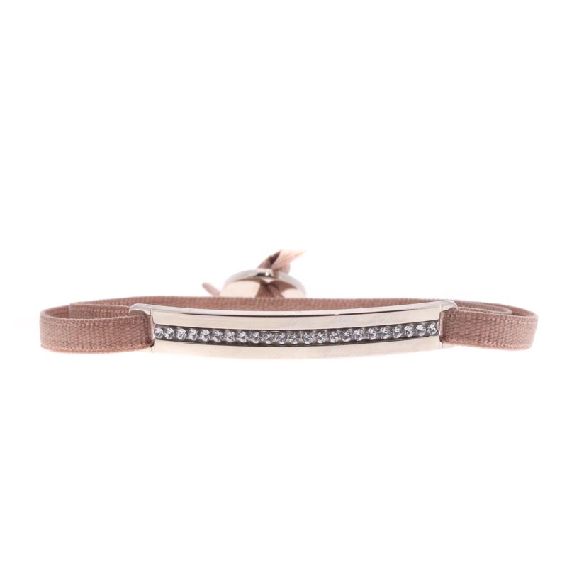 CLEOR Bracelet Tissu Beige Cristaux Swarovski A34783