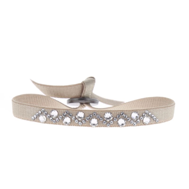 CLEOR Bracelet Tissu Beige Cristaux Swarovski A35560