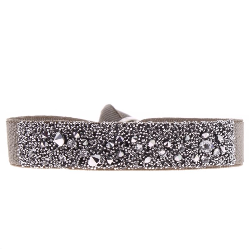CLEOR Bracelet Tissu Marron Cristaux Swarovski A36465