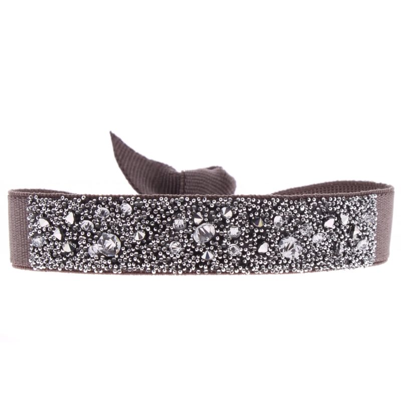 CLEOR Bracelet Tissu Marron Cristaux Swarovski A36475