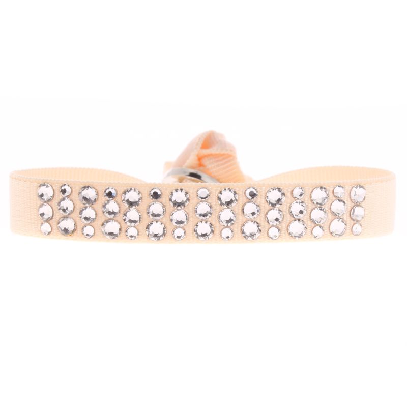 CLEOR Bracelet Tissu Rose Cristaux Swarovski A36902