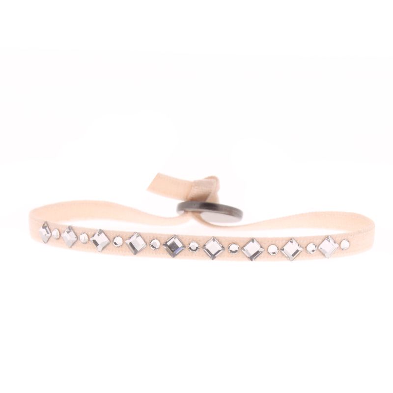 CLEOR Bracelet Tissu Rose Cristaux Swarovski A37781