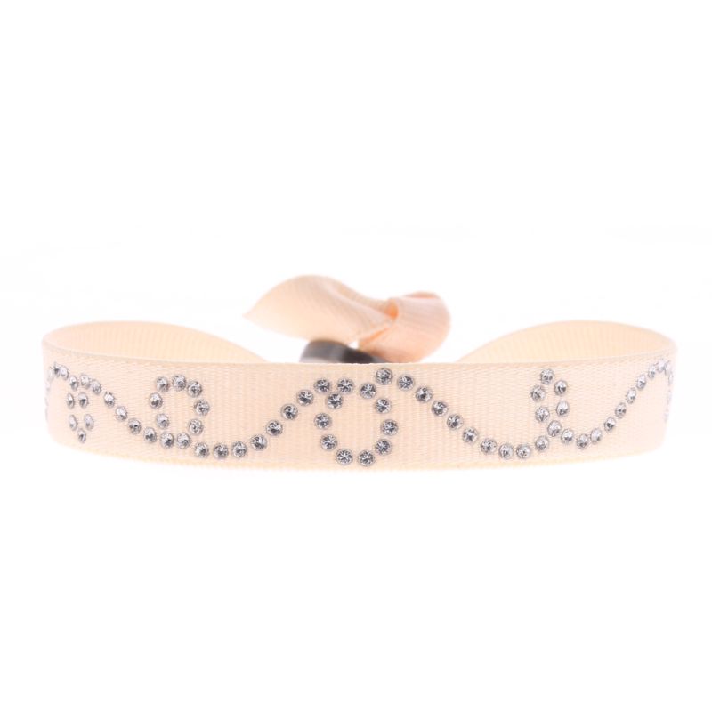 CLEOR Bracelet Tissu Rose Cristaux Swarovski A37939