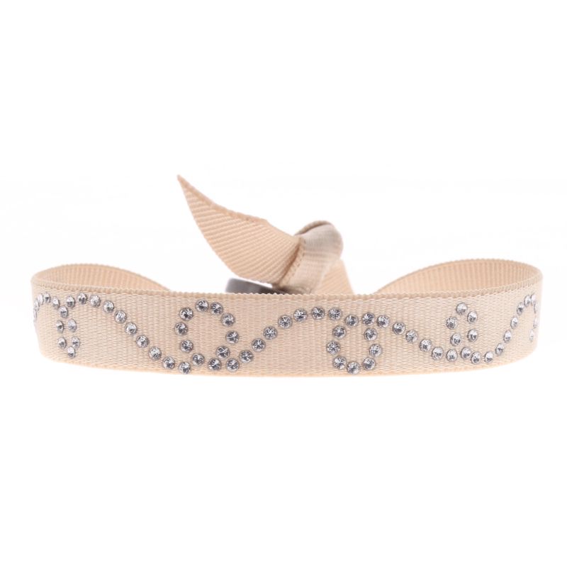 CLEOR Bracelet Les Interchangeables En Laiton, Satin Blanc Et Cristal