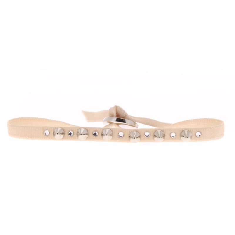 CLEOR Bracelet Tissu Beige Cristaux Swarovski A39350