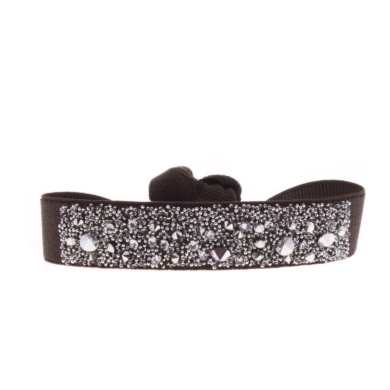 CLEOR Bracelet Tissu Marron Cristaux Swarovski A39573