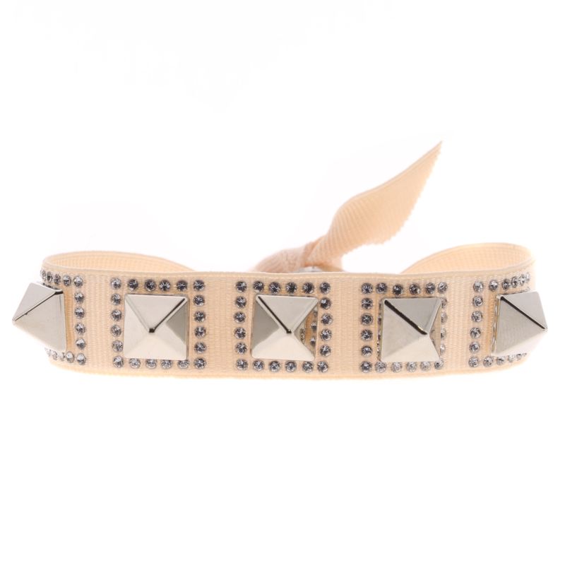 CLEOR Bracelet Tissu M&eacute;tal Argent&eacute; Rose A40131