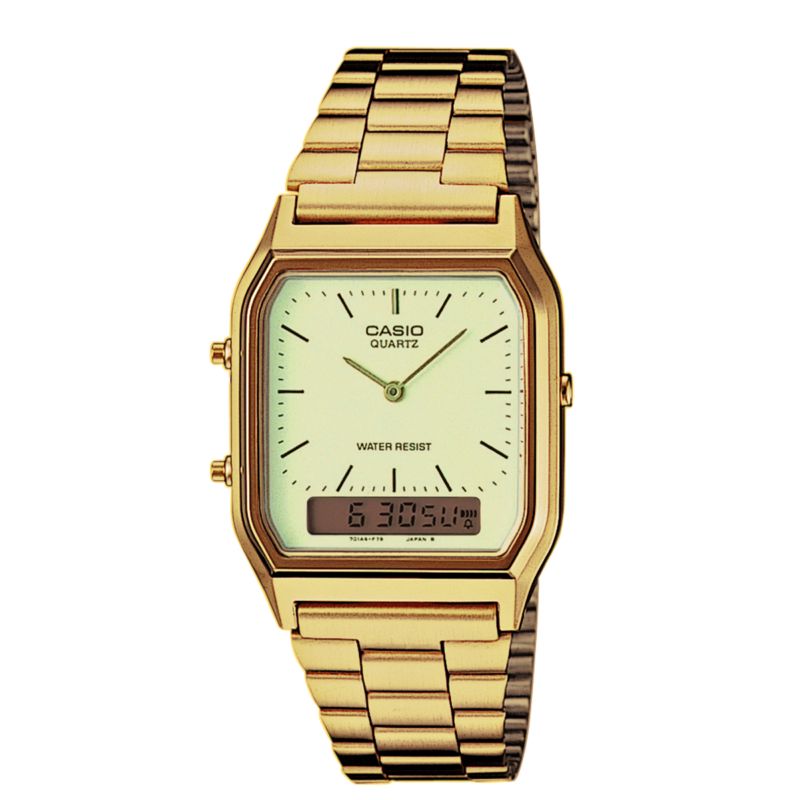 Montre CASIO pour femme ou homme en AcierAcier en forme de carré, fonctionnalités : 3 ATM - AQ230GA-9DMQYES