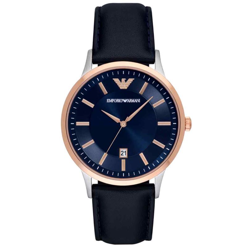 Montre EMPORIO ARMANI pour homme en AcierCuir Véritable en forme de rond, fonctionnalités : 5 ATM - AR11188