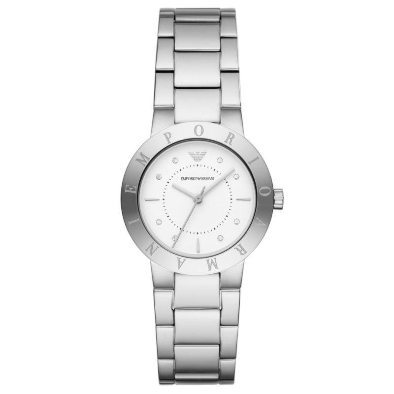 Montre EMPORIO ARMANI pour femme en Acier en forme de rond de forme Rond, couleur : BLANC, fonctionnalités : 5 ATM - taille : #null# - AR11250