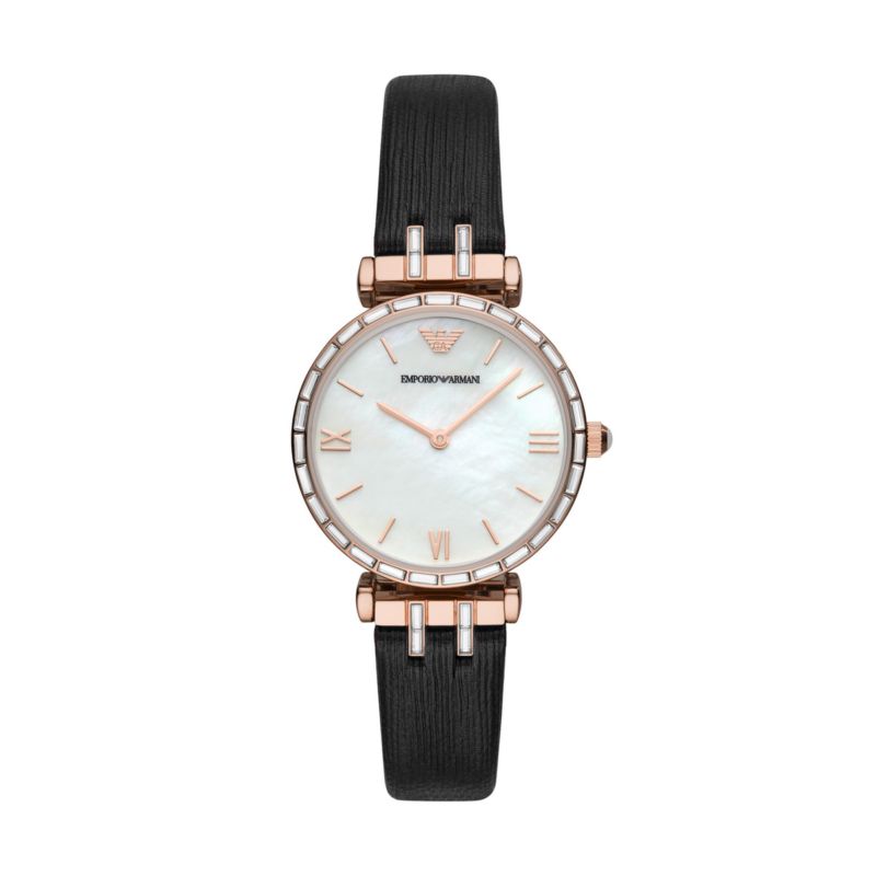 Montre EMPORIO ARMANI pour femme en AcierCuir Véritable en forme de rond de forme Rond, couleur : BLANC, fonctionnalités : 3 ATM - taille : #null# - A