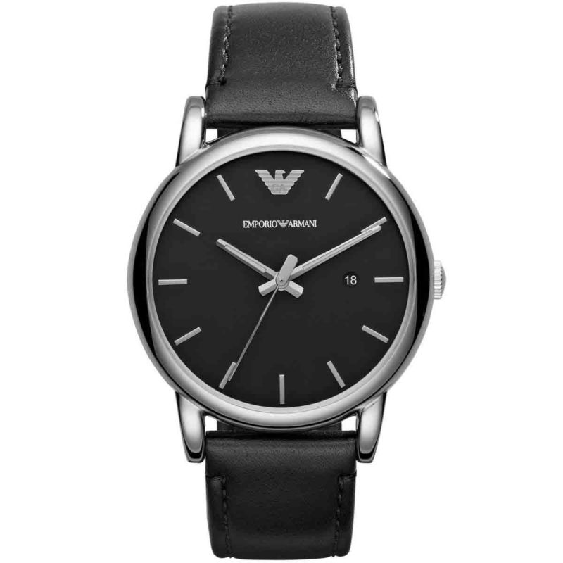 Montre EMPORIO ARMANI pour homme en AcierCuir Véritable en forme de round de forme Rond, couleur : NOIR, BRILLANT, fonctionnalités : 5 ATM - AR1692