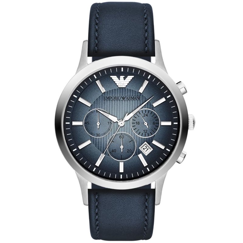 Montre EMPORIO ARMANI pour homme en AcierCuir Véritable en forme de round, fonctionnalités : 5 ATM - AR2473
