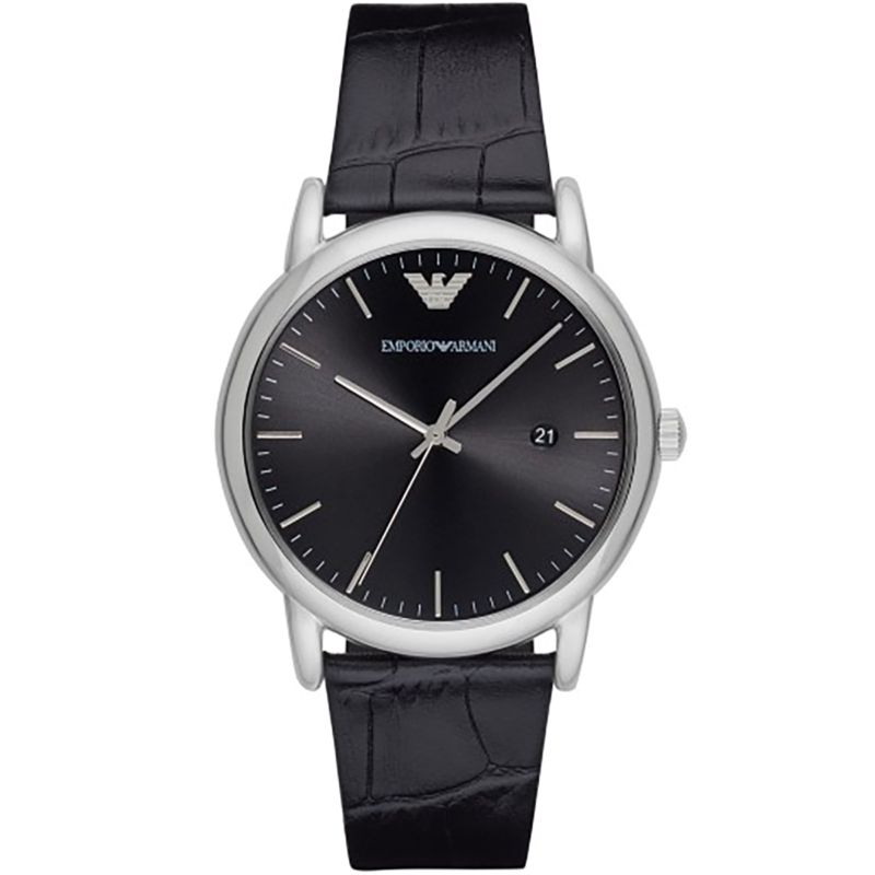 Montre EMPORIO ARMANI pour homme en AcierCuir Véritable en forme de round de forme Rond, couleur : NOIR, BRILLANT, fonctionnalités : 5 ATM - AR2500