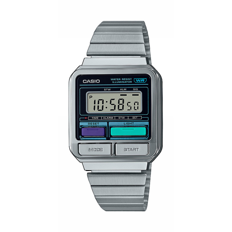 Montre CASIO pour femme ou homme en Résine de forme Rectangulaire, couleur : NOIR - A120WE-1AEF