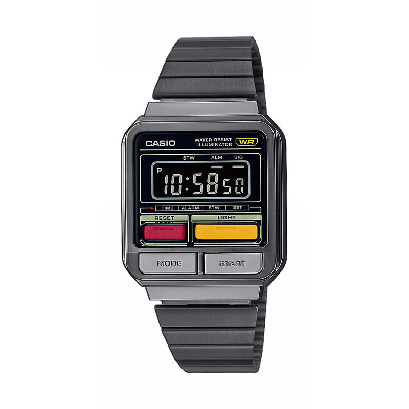 Montre CASIO pour femme ou homme en Résine de forme Rectangulaire, couleur : NOIR - A120WEGG-1BEF