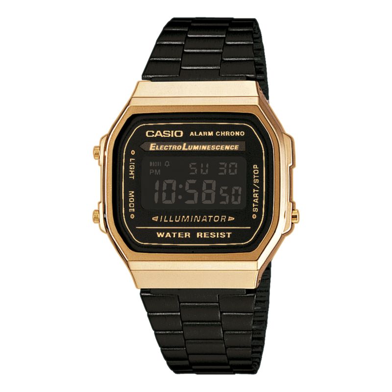Montre CASIO pour femme ou homme en RésineAcier de forme Carré, couleur : OR, fonctionnalités : 1 ATM - taille : #null# - A168WEGB-1BEF