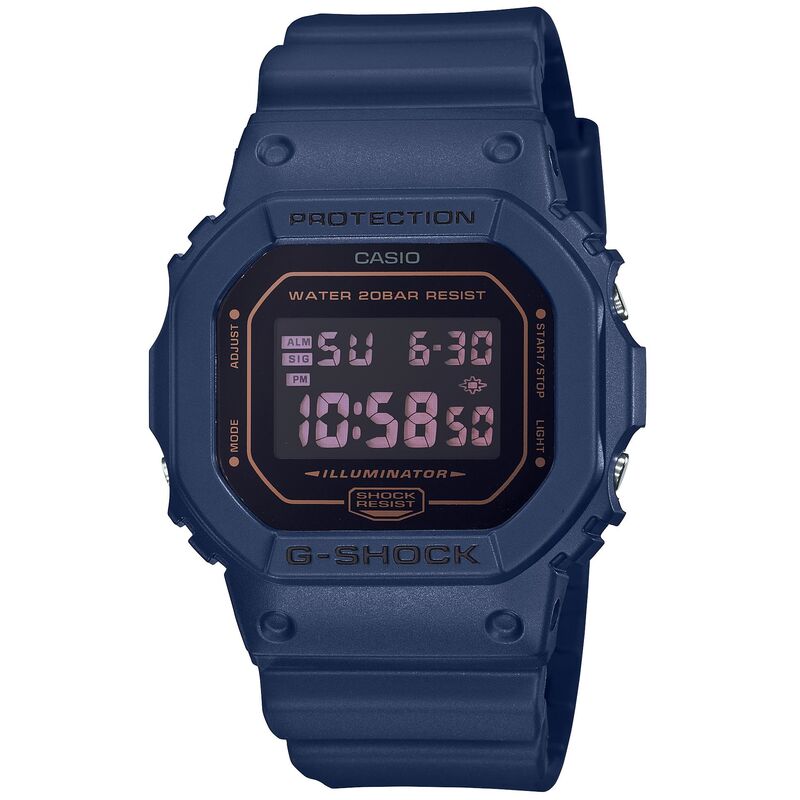 Montre CASIO pour homme en Résine de forme Rectangulaire, couleur : BLEU, fonctionnalités : 20 ATM - DW-5600-BBM-2ER