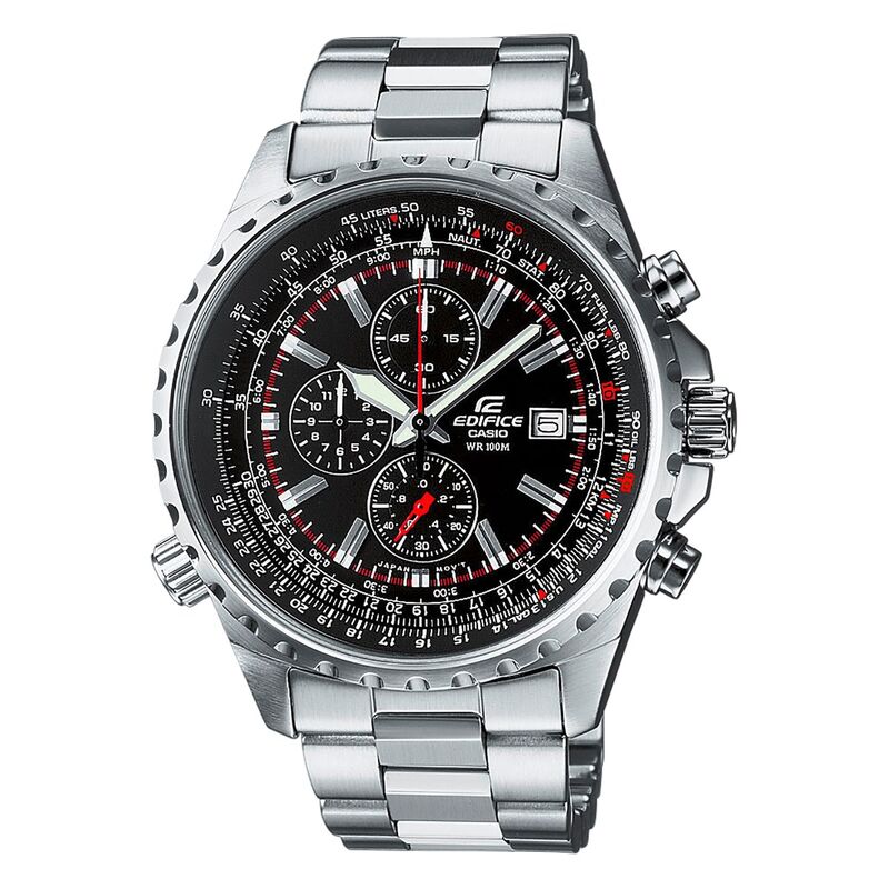 Montre CASIO pour homme en AcierAcier de forme Rond, couleur : NOIR, fonctionnalités : 10 ATM - EF-527D-1AVEF