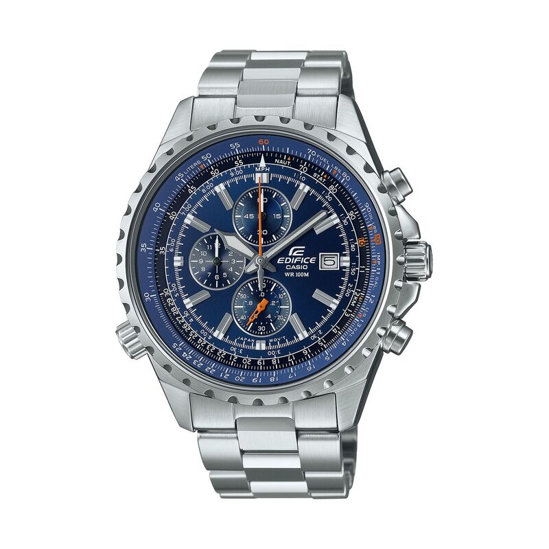 Montre CASIO pour homme en AcierAcier de forme Rond, couleur : BLEU, fonctionnalités : 10 ATM - EF-527D-2AVUEF