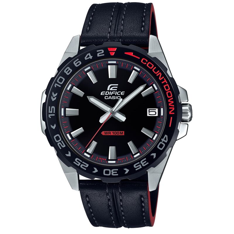 Montre CASIO pour homme en Cuir de forme Rond, couleur : NOIR, fonctionnalités : 10 ATM - EFV-120BL1AVUEF