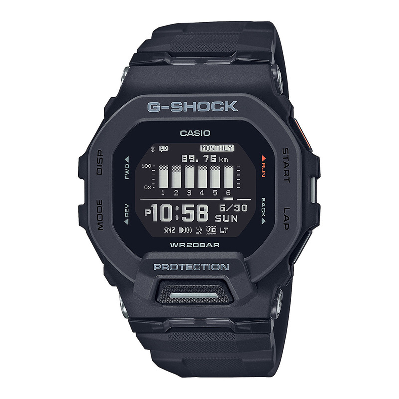 Montre CASIO pour homme en RésineRésine de forme Rectangulaire, couleur : NOIR, fonctionnalités : 20 ATM - GBD-200-1ER