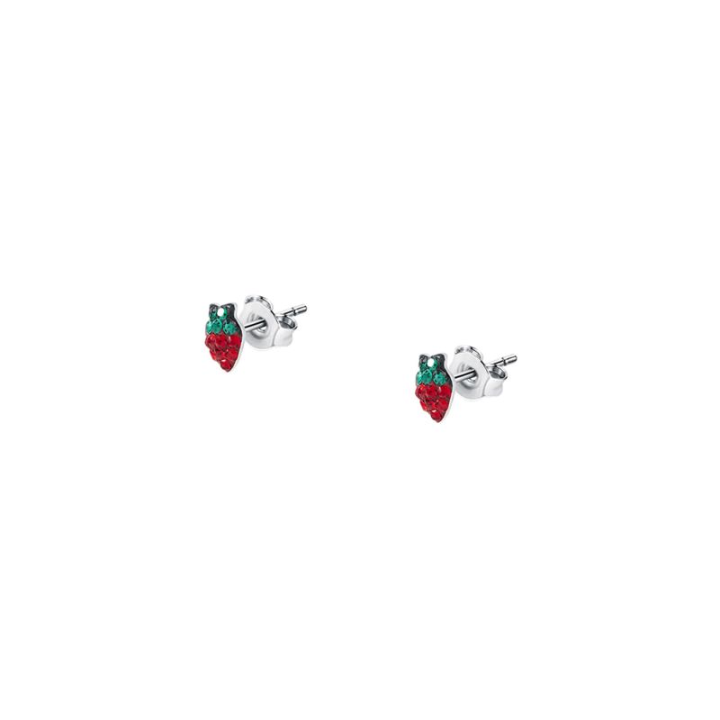 CLEOR Boucles d'oreilles  en Argent 925/1000 et Oxyde Rouge