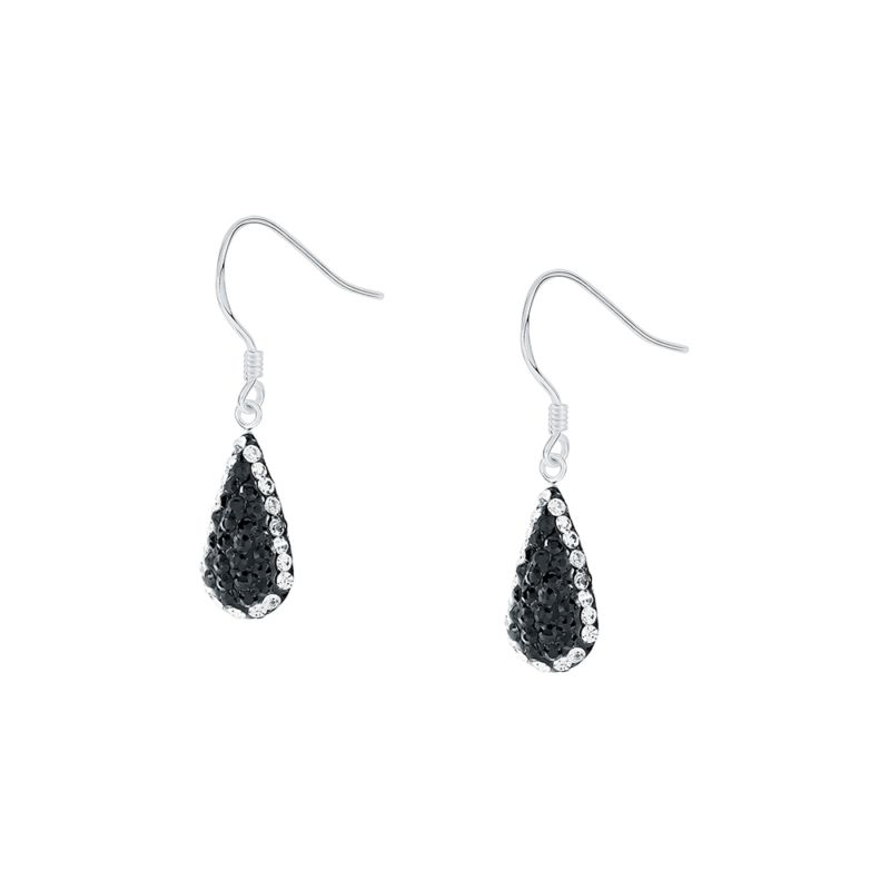 CLEOR Boucles d'oreilles  en Argent 925/1000 et Cristal Noir