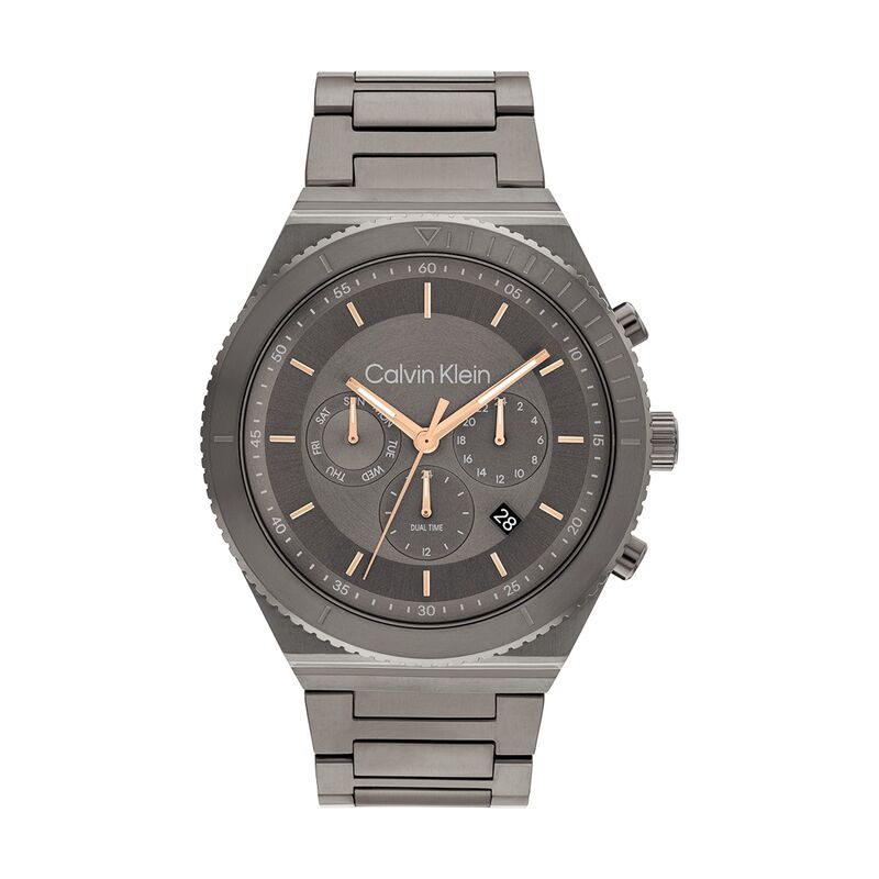 Montre CALVIN KLEIN pour homme en Acier de forme Rond, couleur : GRIS, fonctionnalités : 5 ATM - 25200304